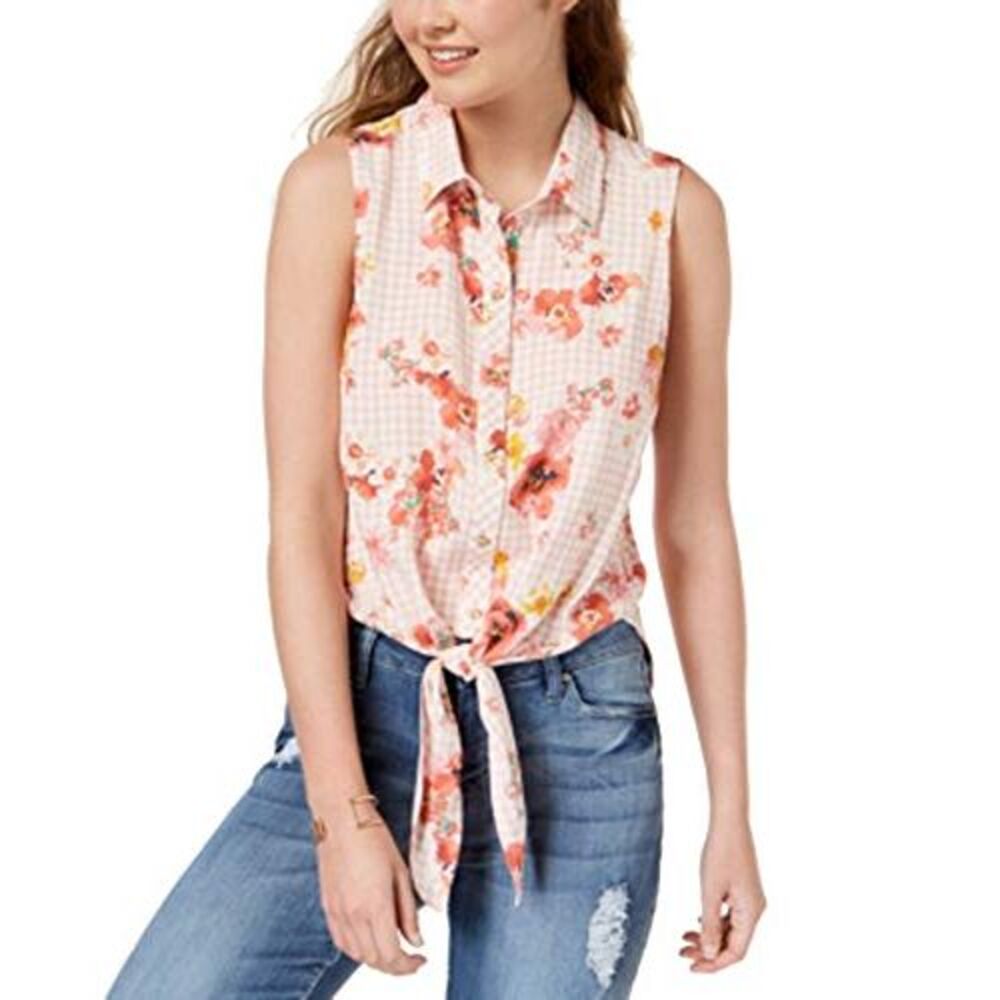 Polly Esther Juniors Tie Front Blouse